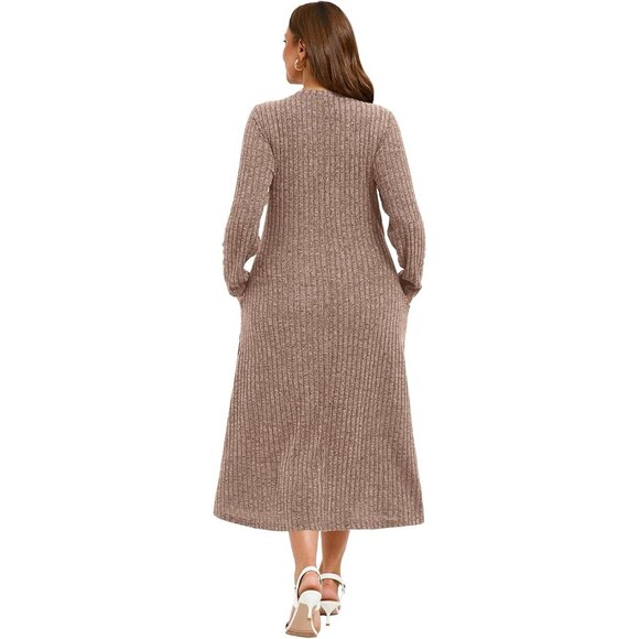 Plus Size Sweater Dress Maxi Fall Winter Casual Formal Dress - Picture 5 of 6